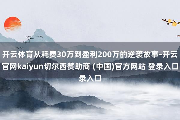 开云体育从耗费30万到盈利200万的逆袭故事-开云官网kaiyun切尔西赞助商 (中国)官方网站 登录入口