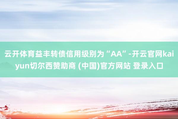 云开体育益丰转债信用级别为“AA”-开云官网kaiyun切尔西赞助商 (中国)官方网站 登录入口